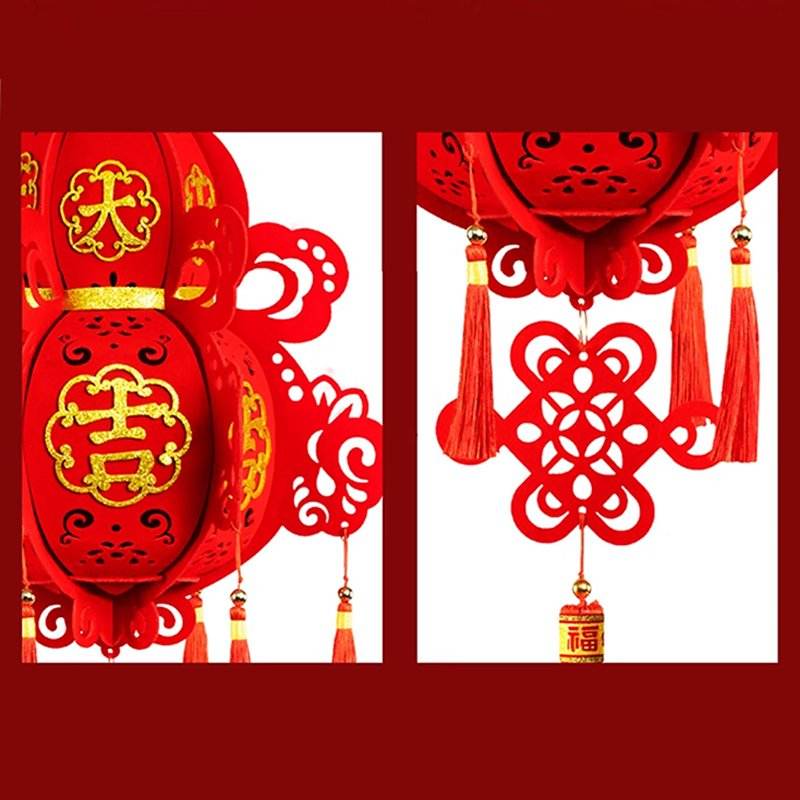 Chinese New Year 2025 Red Lantern Hanging Decoration - SinoCultural -- CNY009-1