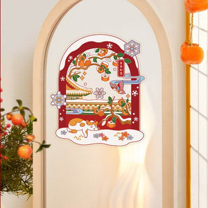 Chinese New Year Forbidden City Snow Window Clings - SinoCultural -- CNY005