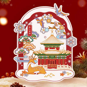 Chinese New Year Forbidden City Snow Window Clings - SinoCultural -- CNY005