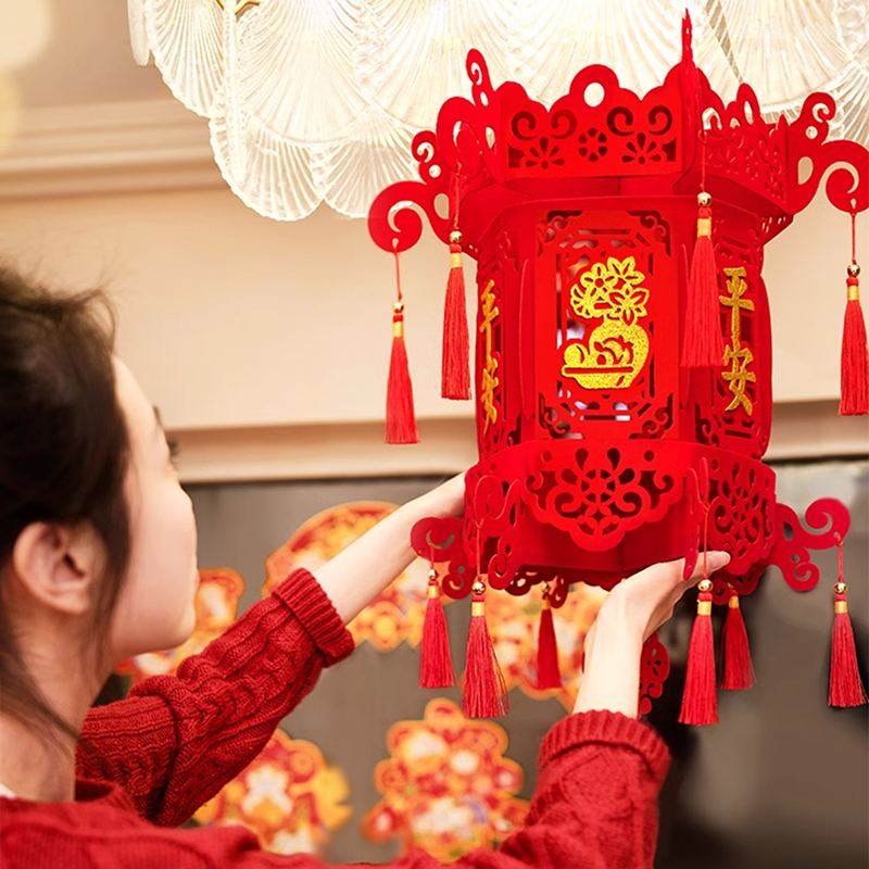 Chinese New Year 2025 Red Lantern Hanging Decoration - SinoCultural -- CNY009-1