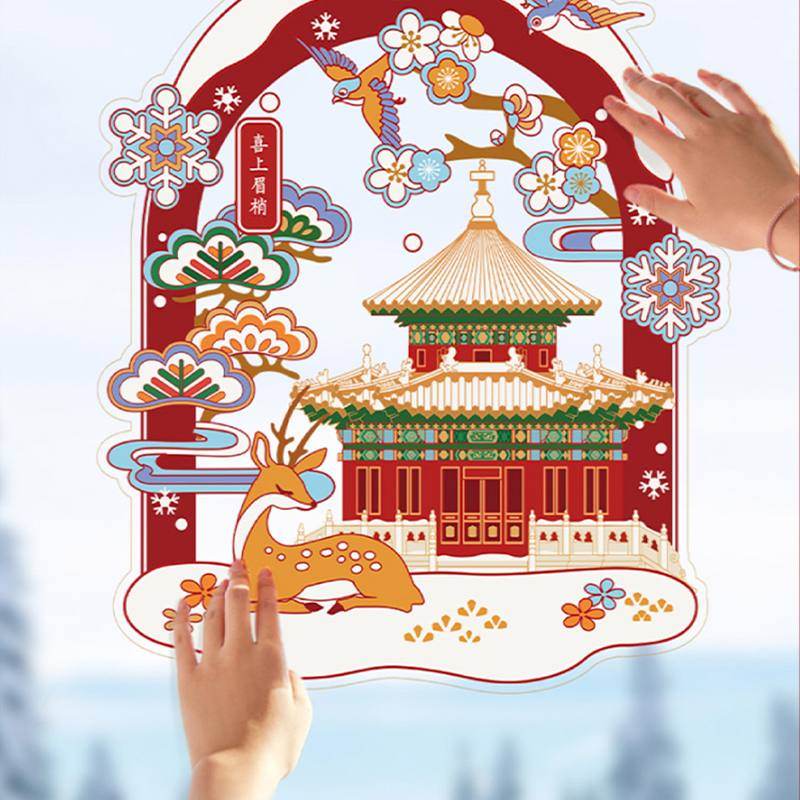 Chinese New Year Forbidden City Snow Window Clings - SinoCultural -- CNY005