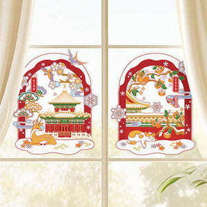 Chinese New Year Forbidden City Snow Window Clings - SinoCultural -- CNY005