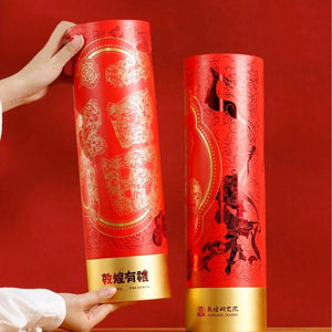 Chinese New Year Fu Tube Spring Couplets in Gift Cylinder Box - SinoCultural -- CNY012
