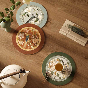 Chinoiserie Diatomite Absorbent Quick-Dry Non-Slip Round Coaster - SinoCultural -- TM026A16