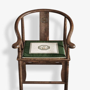 Chinoiserie Warm Spring Dark Green Flower and Birds Chair Cushion - SinoCultural -- SC012A38