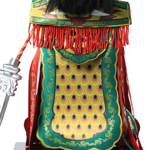 Lower body details of 12-inch Guan Yu doll (red tasseled trousers).