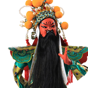 Upper body & beard gesture of 12-inch Guan Yu doll (brushing beard).