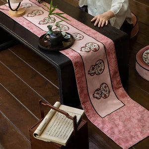 Chinoiserie Elegant Pink Rectangular Tea Table Runner - SinoCultural -- TR027A160