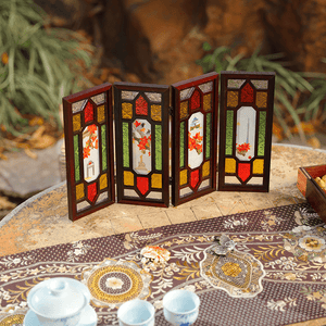Embroidery Chinese Style Rosewood Cantonese Mansion Window Ornament - SinoCultural -- BXL06WCS174A02