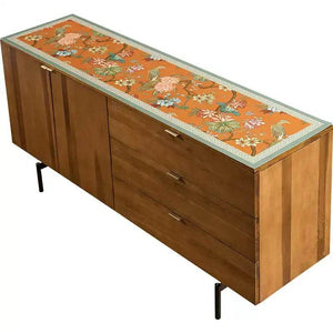 Chinoiserie Mountain Hydrangea Leather TV Table Mat - SinoCultural -- TM004A3090