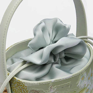 Chinese Painting Mulberry Silk Green Bucket Designer Handbag - SinoCultural -- P17061805