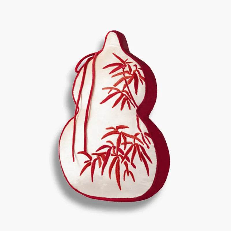 Chinoiserie Embroidery Red Blessing Gourd Shape Pillow Cushion - SinoCultural -- SJZBZ075A