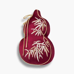Chinoiserie Embroidery Red Blessing Gourd Shape Pillow Cushion - SinoCultural -- SJZBZ075A