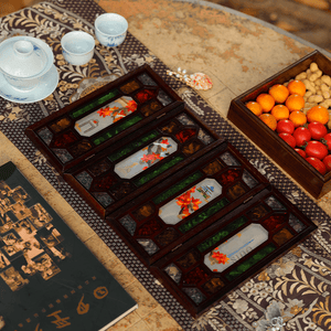 Embroidery Chinese Style Rosewood Cantonese Mansion Window Ornament - SinoCultural -- BXL06WCS174A02