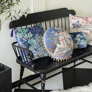 Chinoiserie Luxurious Royal Garden Round Throw Pillow - SinoCultural -- SJZBZ067A01