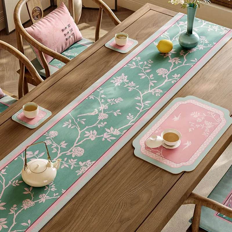 Chinoiserie Powder Pink Kitchen Countertop Drying Mat Dining Mat - SinoCultural -- TMO51A30