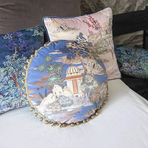 Chinoiserie Luxurious Royal Garden Round Throw Pillow - SinoCultural -- SJZBZ067A01
