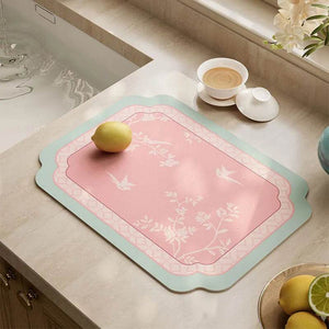Chinoiserie Powder Pink Kitchen Countertop Drying Mat Dining Mat - SinoCultural -- TMO51A30
