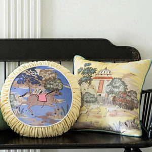 Chinoiserie Luxurious Royal Garden Round Throw Pillow - SinoCultural -- SJZBZ067A01