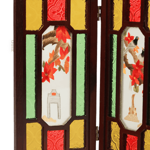 Embroidery Chinese Style Rosewood Cantonese Mansion Window Ornament - SinoCultural -- BXL06WCS174A02