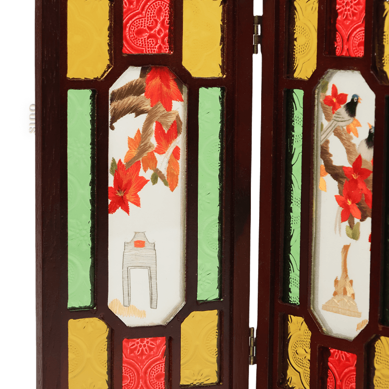 Embroidery Chinese Style Rosewood Cantonese Mansion Window Ornament - SinoCultural -- BXL06WCS174A02