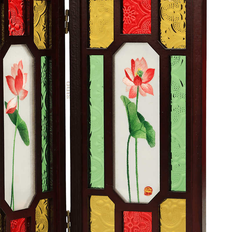 Handcrafted Embroidery Lotus Blossom Cantonese Mansion Window Ornament - SinoCultural -- BXL06WCS174A03