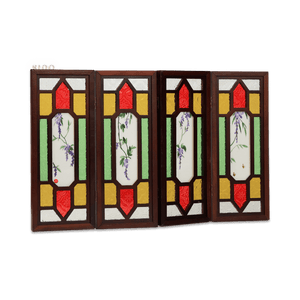 Handcrafted Embroidery Wisteria Cantonese Mansion Window Ornament - SinoCultural -- BXL06WCS174A04