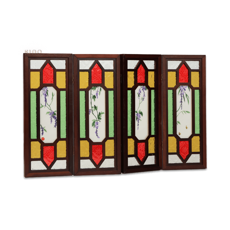 Handcrafted Embroidery Wisteria Cantonese Mansion Window Ornament - SinoCultural -- BXL06WCS174A04