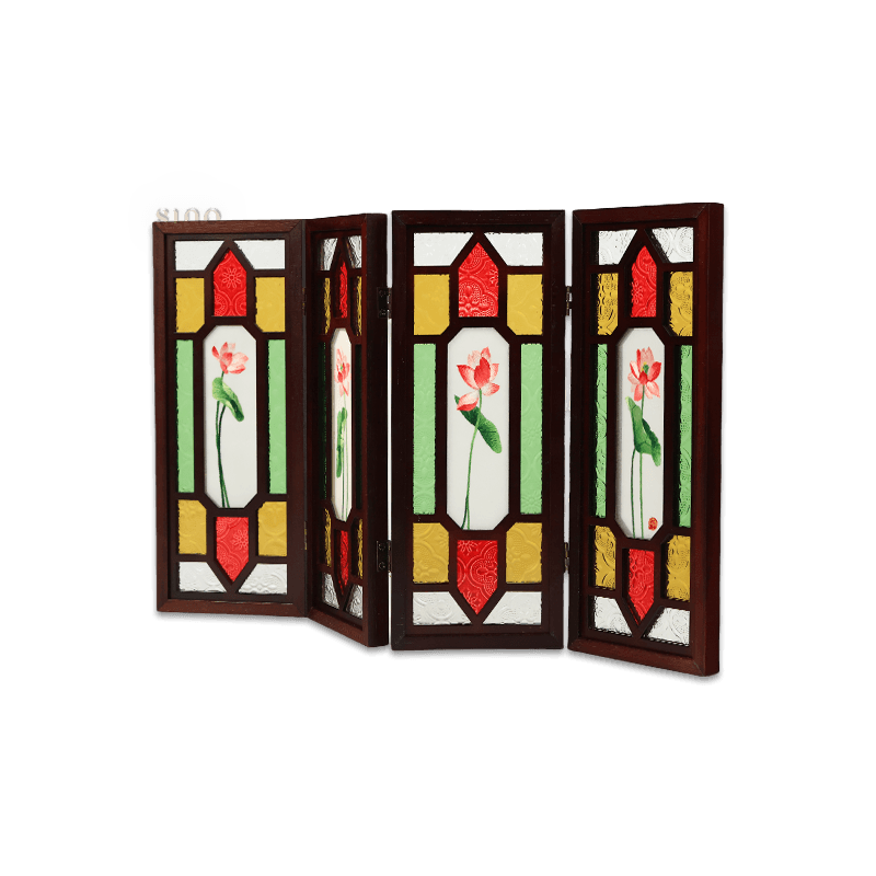 Handcrafted Embroidery Lotus Blossom Cantonese Mansion Window Ornament - SinoCultural -- BXL06WCS174A03