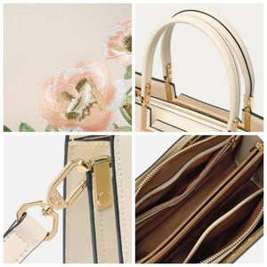 Embroidery Leather Peony Tote Bag Chinese Style Luxury Handbag - SinoCultural -- SC1603-2