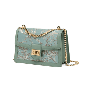 Embroidery Leather Shoulder Square Handbag Sacred Tree - SinoCultural -- SC1629-A2