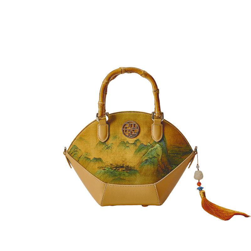 Chinese Painting Xiangyunsha Silk Tote Bag Designer Handbag - SinoCultural -- P17062305-2
