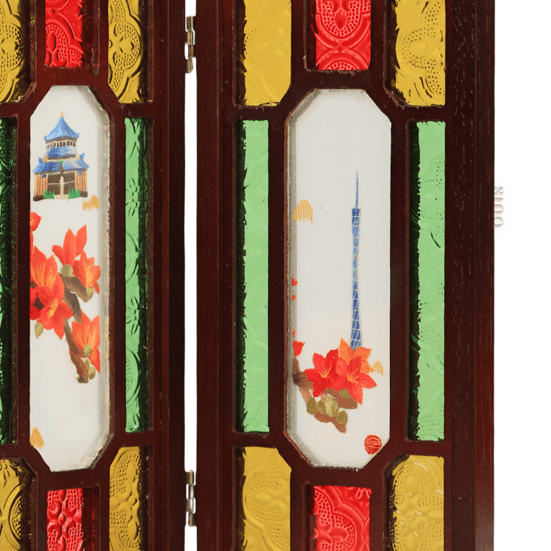 Embroidery Chinese Style Rosewood Cantonese Mansion Window Ornament - SinoCultural -- BXL06WCS174A02