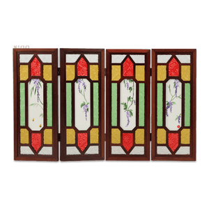 Handcrafted Embroidery Wisteria Cantonese Mansion Window Ornament - SinoCultural -- BXL06WCS174A04