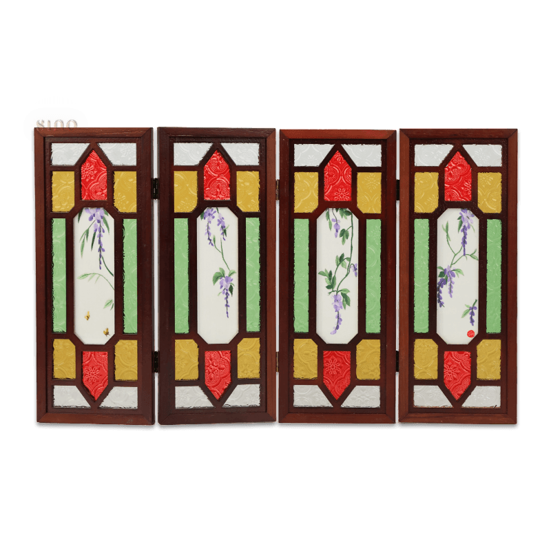 Handcrafted Embroidery Wisteria Cantonese Mansion Window Ornament - SinoCultural -- BXL06WCS174A04