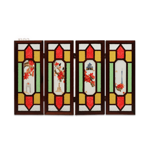 Embroidery Chinese Style Rosewood Cantonese Mansion Window Ornament - SinoCultural -- BXL06WCS174A02