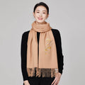Handmade Suzhou Embroidery Wool Cashmere Scarf Shawl for Women 200x38cm - SinoCultural -- HYFSJ055-3