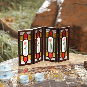 Handcrafted Embroidery Lotus Blossom Cantonese Mansion Window Ornament - SinoCultural -- BXL06WCS174A03