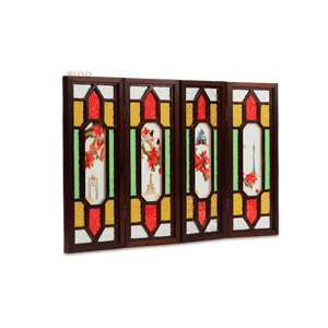 Embroidery Chinese Style Rosewood Cantonese Mansion Window Ornament - SinoCultural -- BXL06WCS174A02
