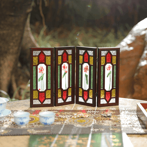 Handcrafted Embroidery Lotus Blossom Cantonese Mansion Window Ornament - SinoCultural -- BXL06WCS174A03