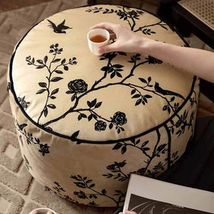 Chinoiserie Autumn Living Room Couch Cushion Pouf - SinoCultural -- B48J0006-1-C