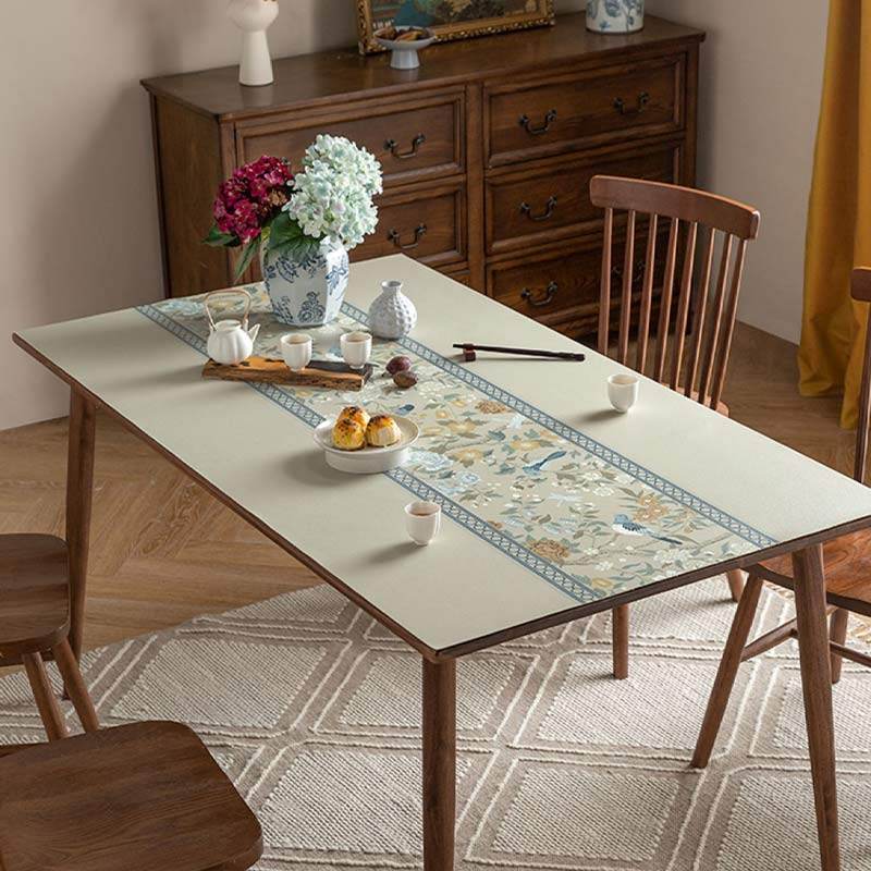 Chinoiserie Elegant High-end Floral Rectangular Leather Table Placemat - SinoCultural -- TM041A6060