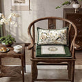 Chinoiserie Warm Spring Dark Green Flower and Birds Chair Cushion - SinoCultural -- SC012A38