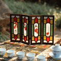 Embroidery Chinese Style Rosewood Cantonese Mansion Window Ornament - SinoCultural -- BXL06WCS174A02