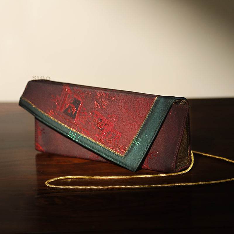 Ultra-Light Envelope Clutch Handbag in Recycled Fabric with Hualuo Silk 216g - SinoCultural -- GD1202