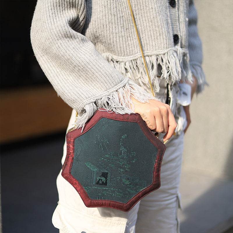 Ultra-Light Hexagonal Eco-Friendly Fabric Vintage Style Crossbody Bag 194g - SinoCultural -- GD1205