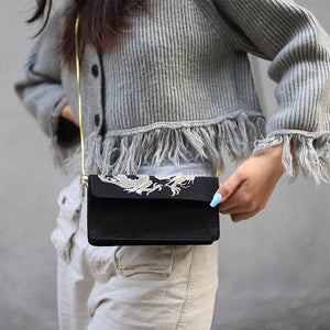 Ultra-Light Loong Silk Embroidery Black Evening Bag Recycled Fabric 154g - SinoCultural -- GD1207