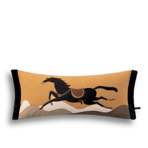Chinoiserie Equestrian Decorative Lumbar Pillow for Living Room - SinoCultural -- SJZBZ079A01