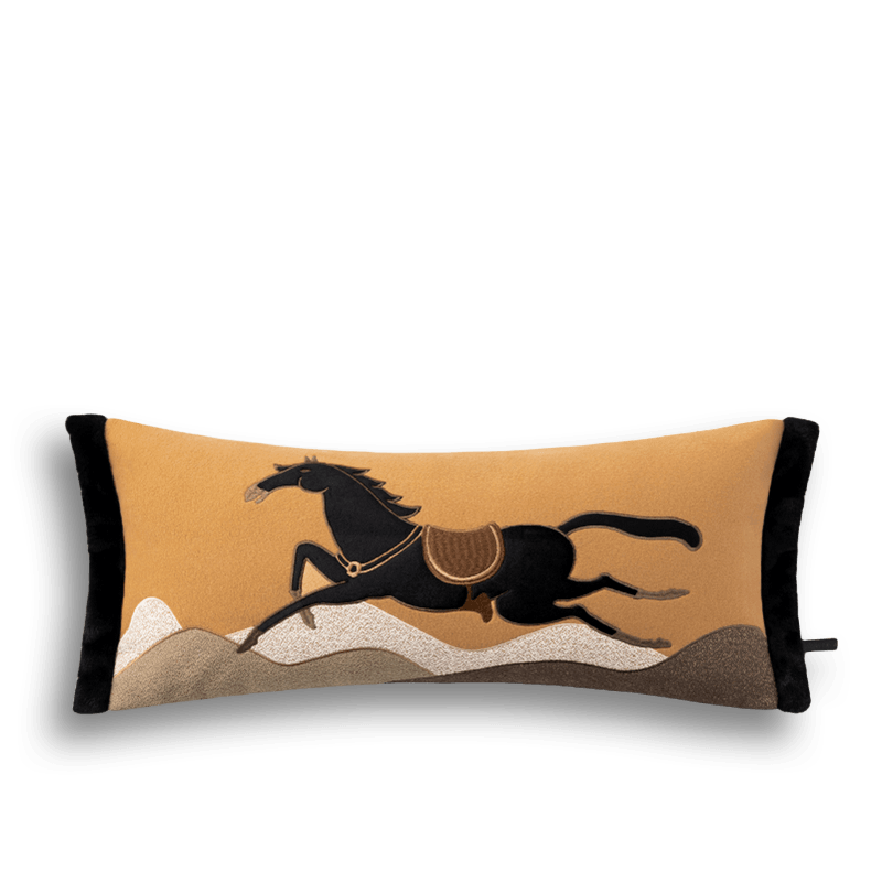 Chinoiserie Equestrian Decorative Lumbar Pillow for Living Room - SinoCultural -- SJZBZ079A01