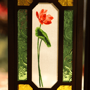 Handcrafted Embroidery Lotus Blossom Cantonese Mansion Window Ornament - SinoCultural -- BXL06WCS174A03